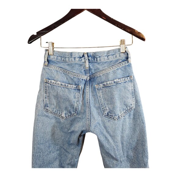 AGOLDE Riley Chewed Hem Straight Cropped High Rise Button-fly Jeans Women's 24 - Picture 7 of 9